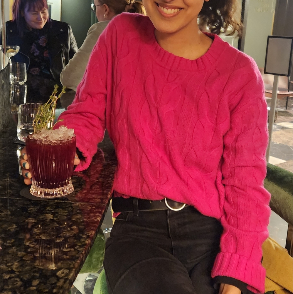 Magenta Banana Republic Wool Cable-knit Sweater